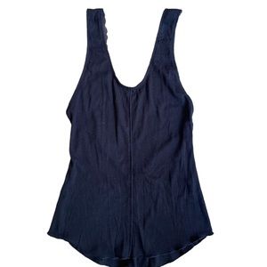 Free People Intimate Black Lace Strap Tank Top Small Scoop Neck Low V Back